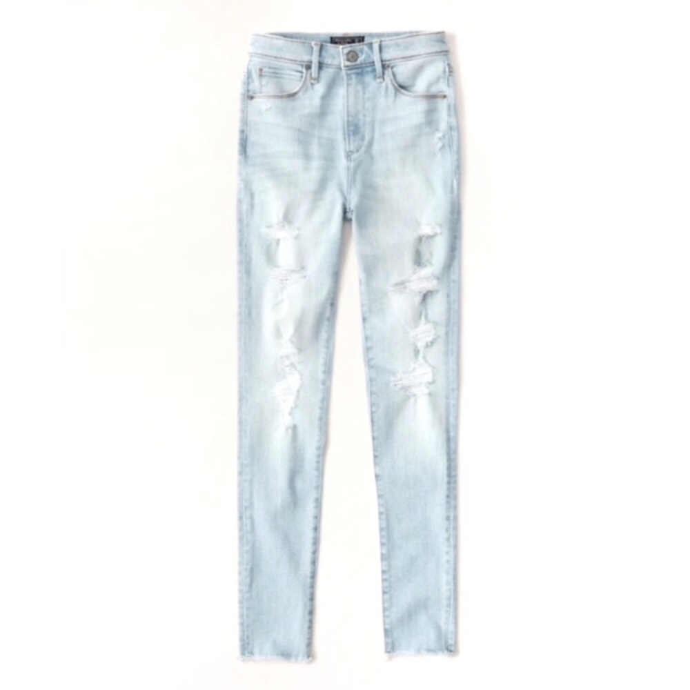 💋BoomBoom Light Wash Distressed Raw Released Dark Ankle Hem Jeans